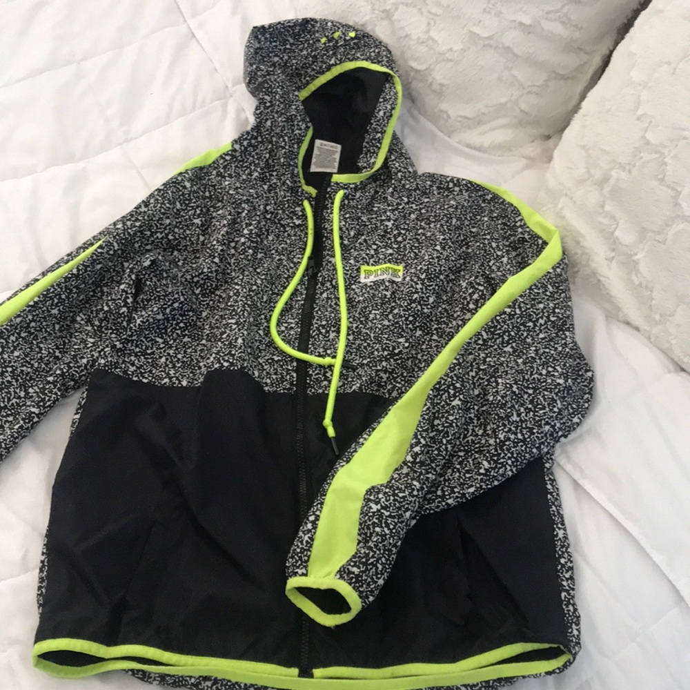 PINK black white & neon yellow windbreaker